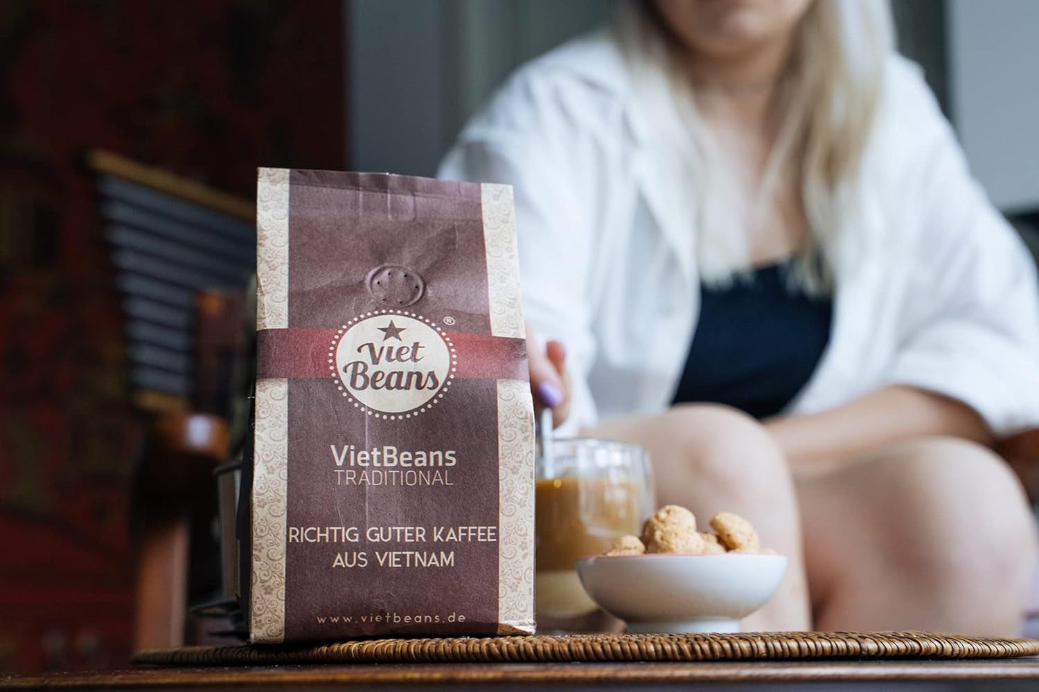 VietBeans Traditional – Ganze Kaffeebohnen – Traditionelle Trommelröstung – Hochwertiger vietnamesischer Kaffee – Geeignet für Fullyautomaten - 250g