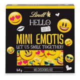 Chokladsortiment (37 LINDOR-kulor, 24 Hello Mini-pinnar, 10 Mini Fioretto), chokladpresent (1 x 815 g) och HELLO Mini Emoti, mjölkchoklad i 5 uttryckssymboler, 164 g