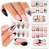 72 st Halloween naglar självhäftande falska naglar Korta konstnaglar Självhäftande pressade naglar Pumpkin Ghost konstnaglar tips Nail Art Orange Grön Svart