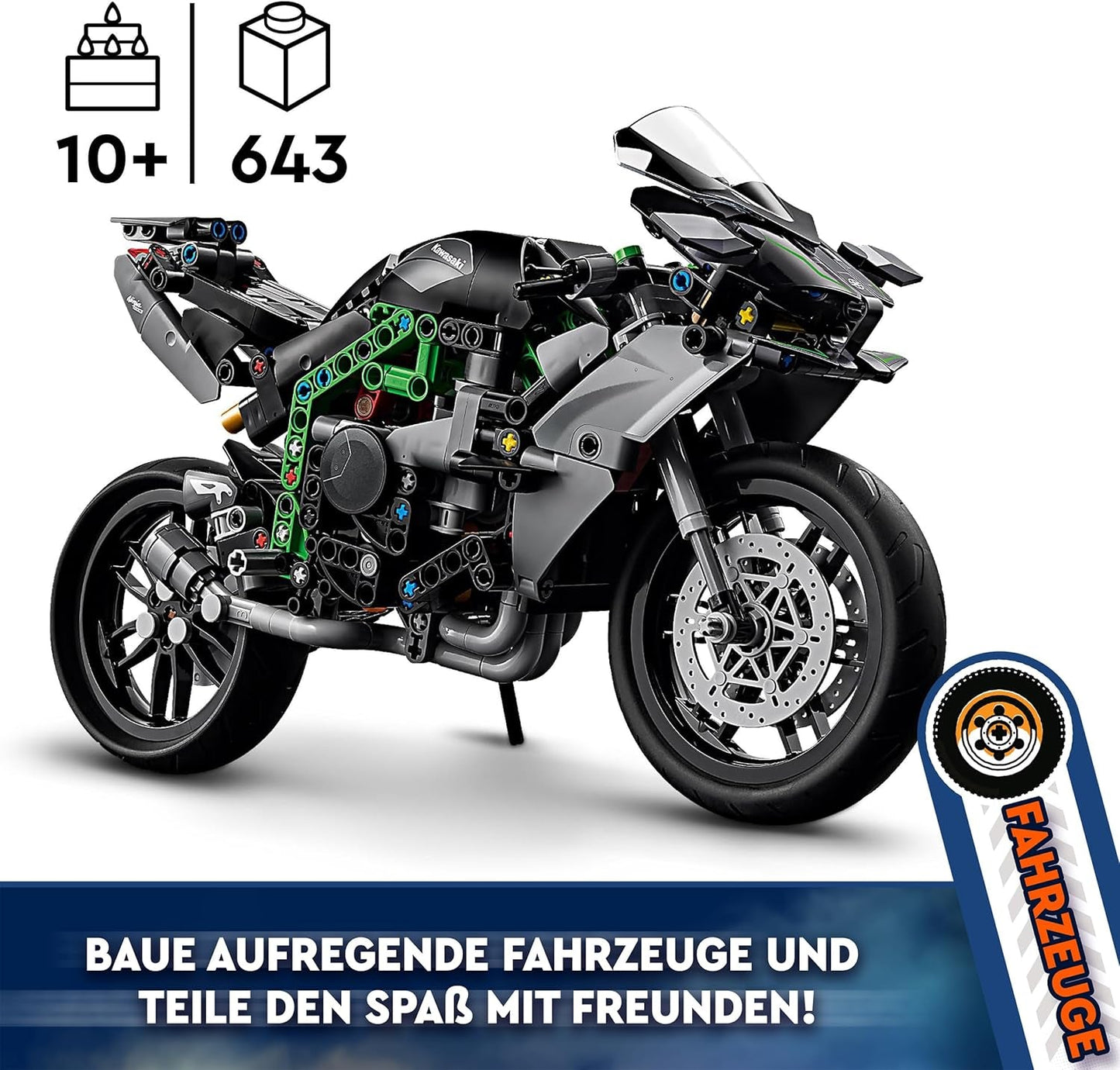 LEGO Technic Kawasaki Ninja H2R motorcykel, barn och vuxna födelsedagspresent, dekoration, leksak, modell för pojkar och flickor ålder 10+ 42170 Byggset Besuche den LEGO-Store
