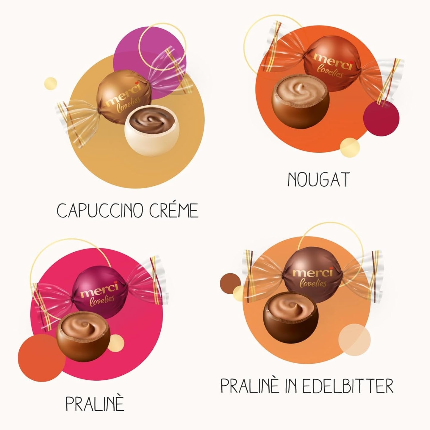 Merci Lovelies Creamy – 185 gram – Pralinmix med Naty Shop-fyllda chokladspecialiteter