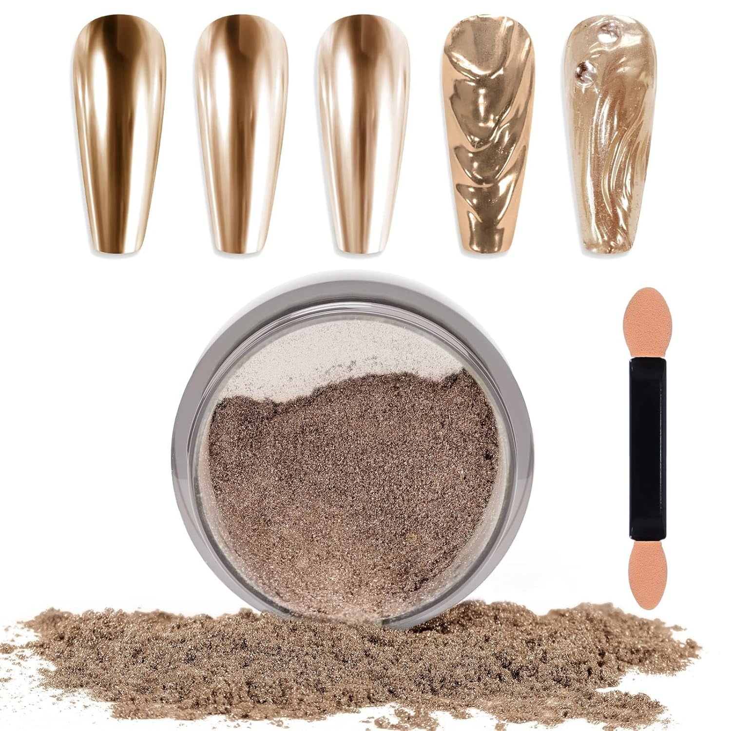 Chrome Nagel Pulver Spiegel Effekt Metallic Staub Holographische Glitter Glasierte Maniküre Dekoration Reflektierendes Pigment Für DIY Gel Polish Nail Art, Harz Handwork, Geschenke Für Gold