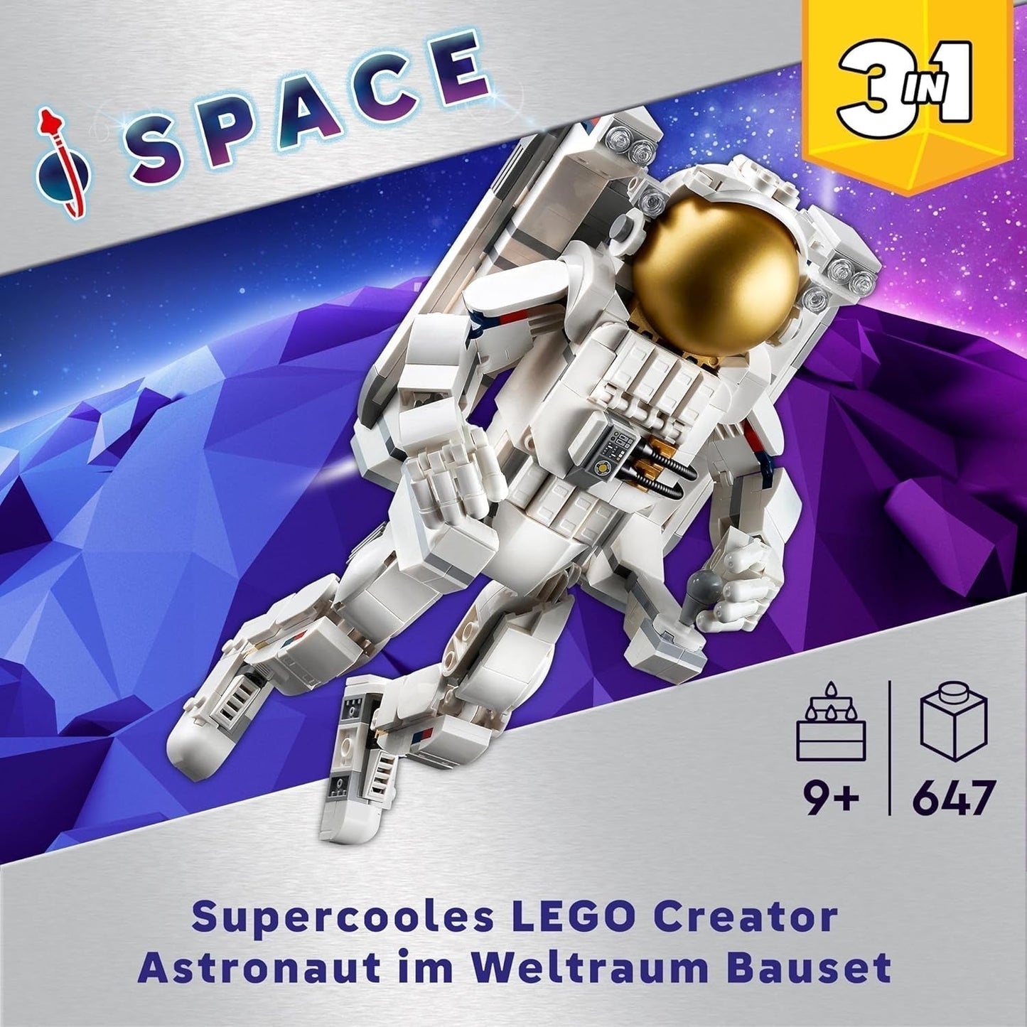 LEGO Creator 3In1 rymdastronautleksak, hund- och rymdskeppsmodellsats för barn, dagisdekorationer, kreativ present för pojkar och flickor 9 år gamla 31152 Byggset Besuche den LEGO-Store