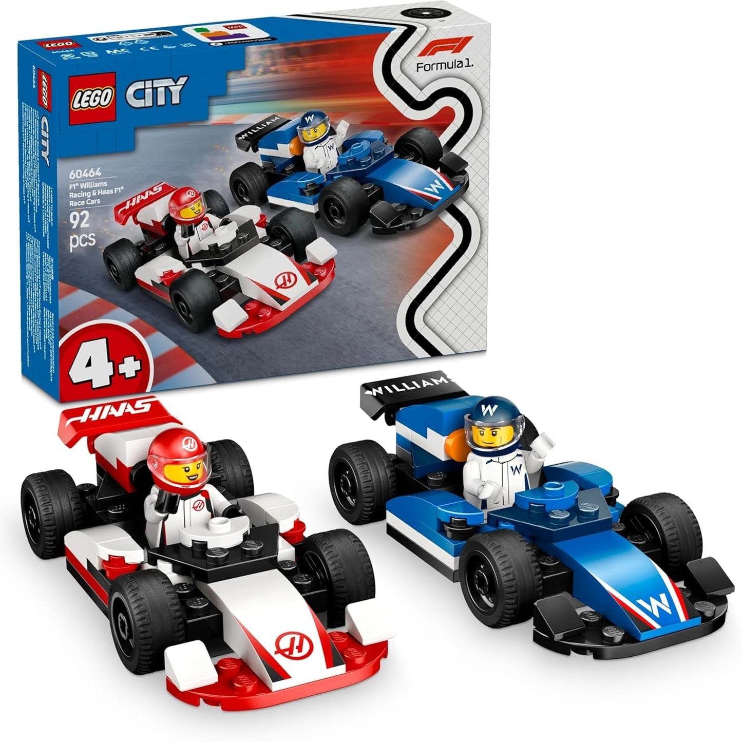 LEGO City F1 Williams Racing och Haas F1 Racing Cars - Formel 1-leksak med byggbara bilar och 2 racerförares minifigurer - Små presentidéer för pojkar och flickor från 4 år 60464 Byggset Beuche den LEGO-Store Standardtitel