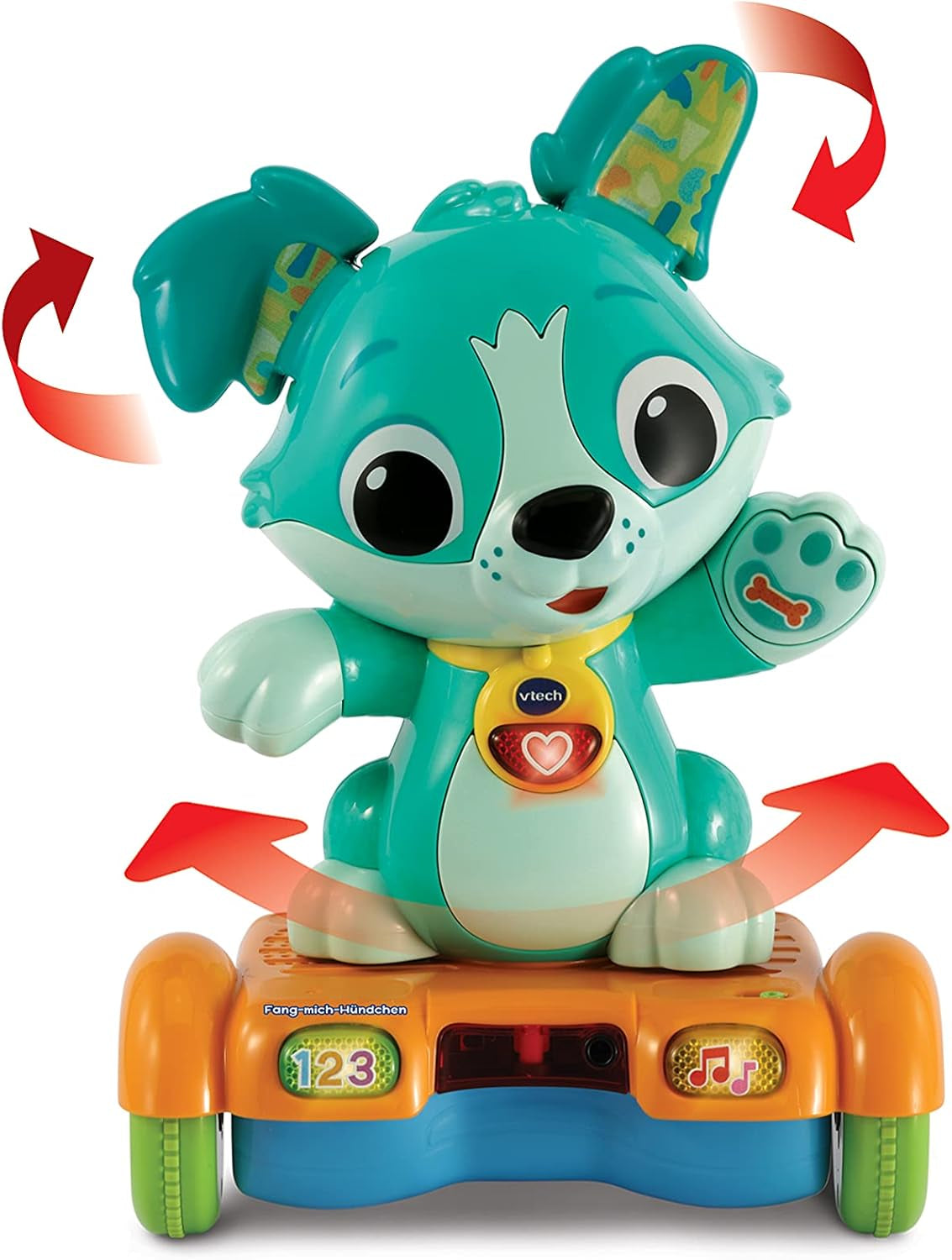 Vtech Baby Catch Me Puppy - Motoriserad hoverboardvalp uppmuntrar rörelse - Med rörliga öron, sånger, ljud och inlärningsinnehåll - För barn i åldern 12-36 månader Bebe Toys Naty Shop