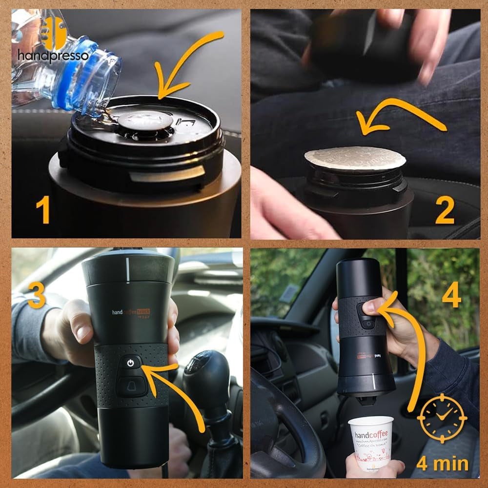 Handpresso - Handkaffebil 21010 | Espressomaskin med Senseo kapslar för lastbilar 24V | 24V lastbil espressomaskin, resekapsel espressomaskin | 24V lastbil espressomaskin för resor