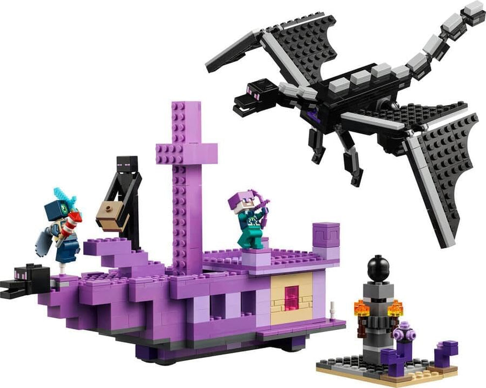 LEGO Minecraft The End Dragon and the End Ship Action Leksak och Discovery Set Videospel Byggset Äventyrsset Present för pojkar och flickor 8 år gamla 21264 Byggset Beuche den LEGO-Store