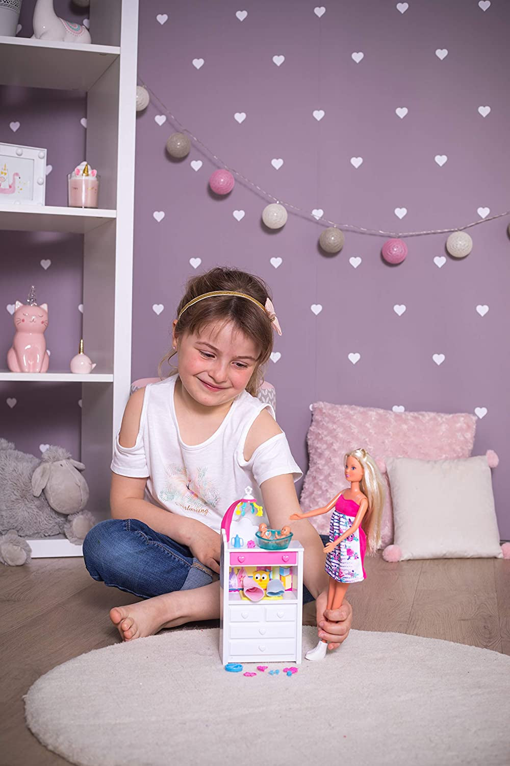 Simba 105733333 - Steffi Love Welcome Twins, Gravid docka, Med tvillingar, Med skötbord och badkar, Accessoar, Dress up docka, 29Cm, För barn från 3 år och uppåt Dolls Naty Shop