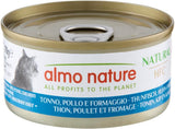 Almo Nature HFC Natural - Våtfoder för vuxna katter - Tonfisk, Kyckling och Ost - Mänsklig kvalitet, Glutenfri - 6 x 70g