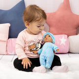 Bayer Design 92802AU My First Baby 28cm, Baby Doll, Mjuk kroppsdocka med sovande ögon, Mycket praktisk, Söt outfit, Blå med hjärta