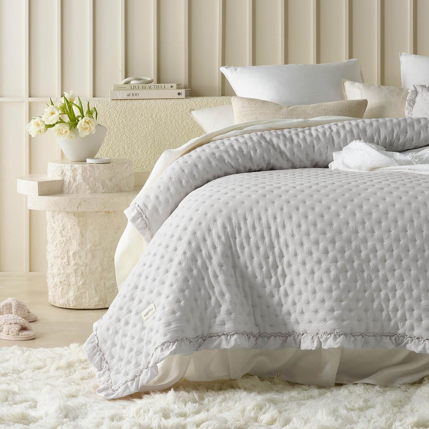 Molly Elegant överkast i puderrosa 170 X 210 cm Mångsidigt överkast som överkast eller soffa Sängfilt för säng och soffa Filtstil Perfekt som överkast Sängar och filtar Besuche den ROOM99-Store Ljusgrå 240X260