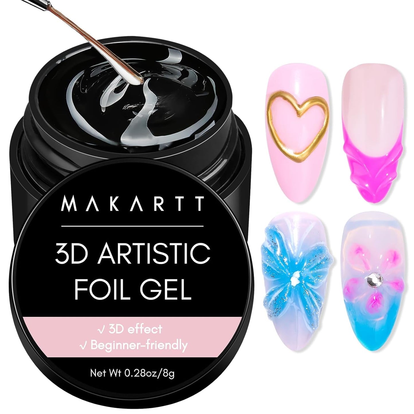 Makartt 3D Nail Art Gel - Rhinestone Glue Gel 15G för Nagelnyckelringar, Multifunktionell Nail Sculpture Gel för DIY Nail Design, Nail Sculpture Nagelmodellering hemma (Transparent)