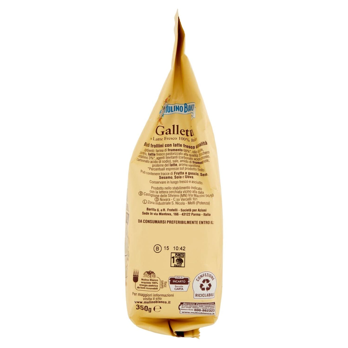 White Mill Frolini Galletti kex med färsk mjölk, 100% italiensk, 350 g