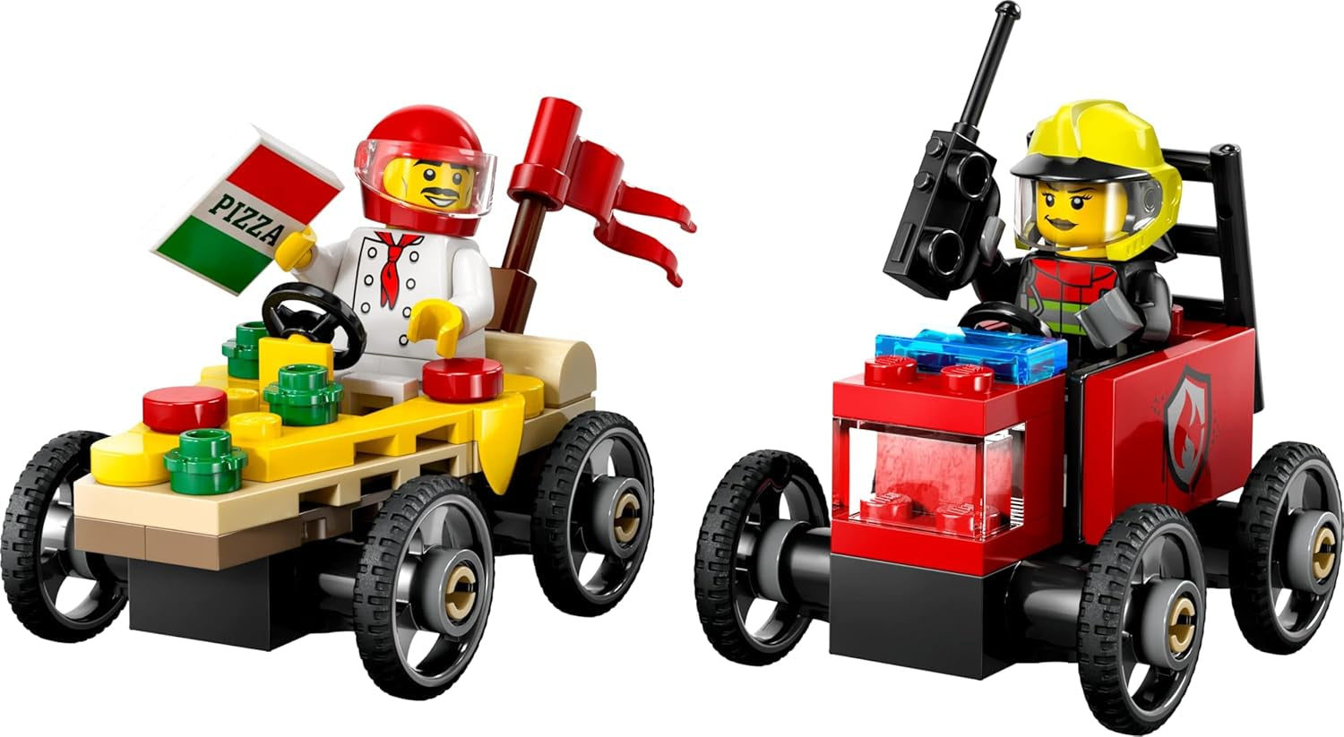 LEGO City Pizza Delivery Van Vs. Pizzabil - Tvållåda leksak för flickor och pojkar från 5 år - Byggset med 2 förarminifigurer - Födelsedags- och semesterpresent 60458 Byggset Besuche den LEGO-Store