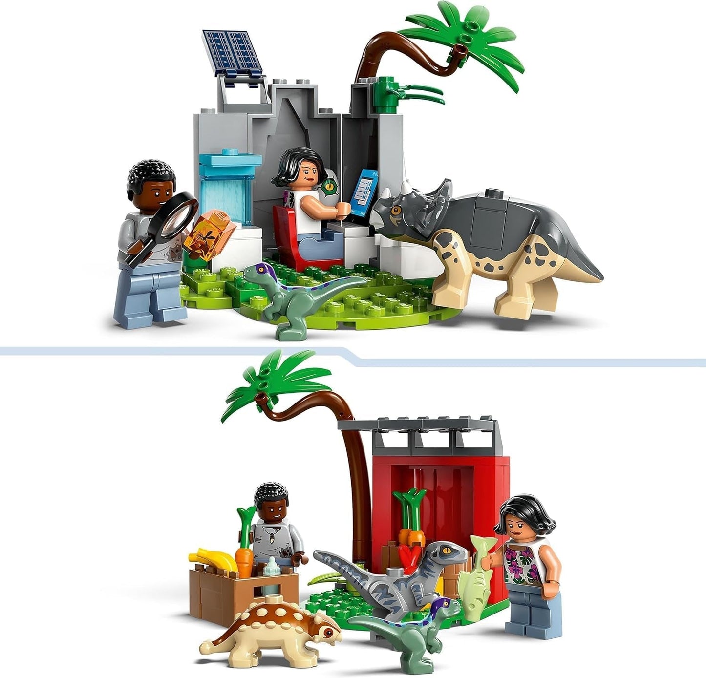 LEGO Jurassic World Rescue Center för babydinosaurier, set med små dinosauriefigurer inklusive Triceratops, Ankylosaurus och Velociraptor, byggpresent för pojkar och flickor från 4 år 76963 Byggset Besuche den LEGO-Store