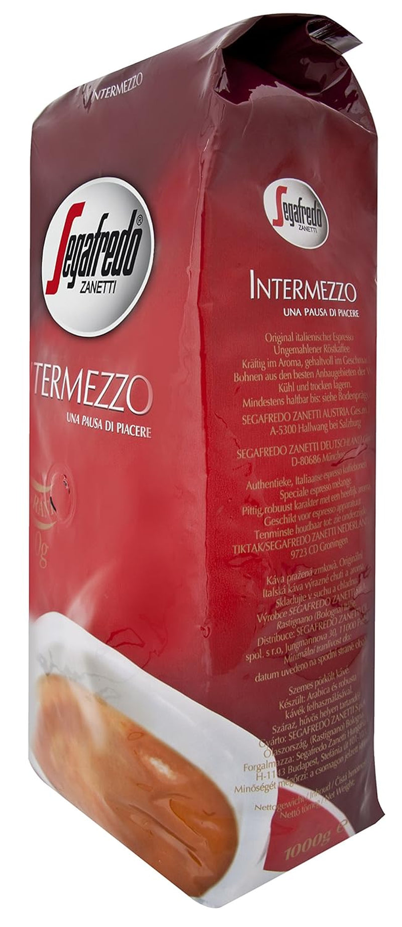Segafredo Zanetti Intermezzo - Hela bönor (1 kg förpackning) - Geeignet für alle italienschen Kaffespezialitäten - Kaffeebohnen mit mitteller Röstung, stark und vollmundig im Gesmack