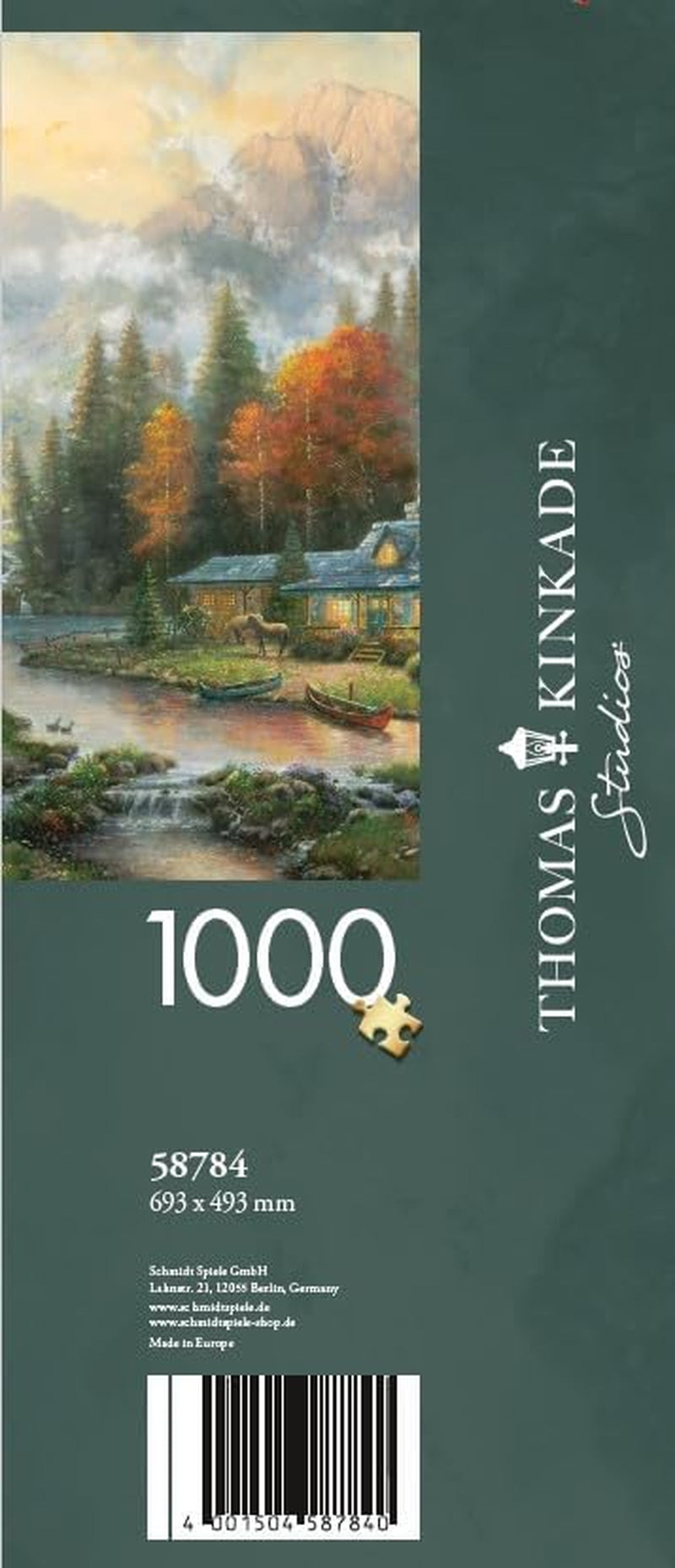 Schmidt Spiele 58784 Thomas Kinkade, Evening at the Autumn Lake, pussel 1000 bitar, färgglada Puzzle Naty Shop