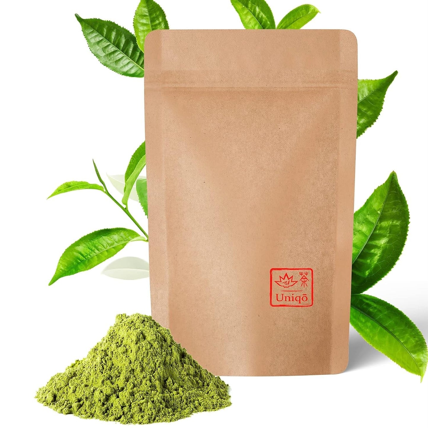 Uniqo Matcha tepulver 200 g i påfyllningsbar ekologisk förpackning