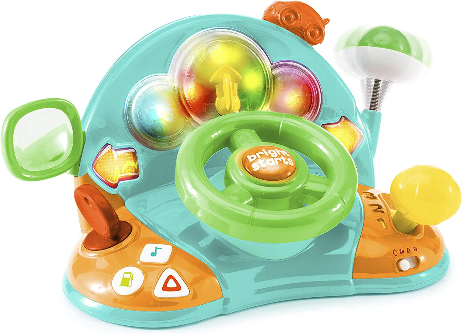 Bright Starts, leksaksratt, Lights & Colors Driver, med musik, billjud, blinkers, växelspak och mer Bebe Naty Shop Toys