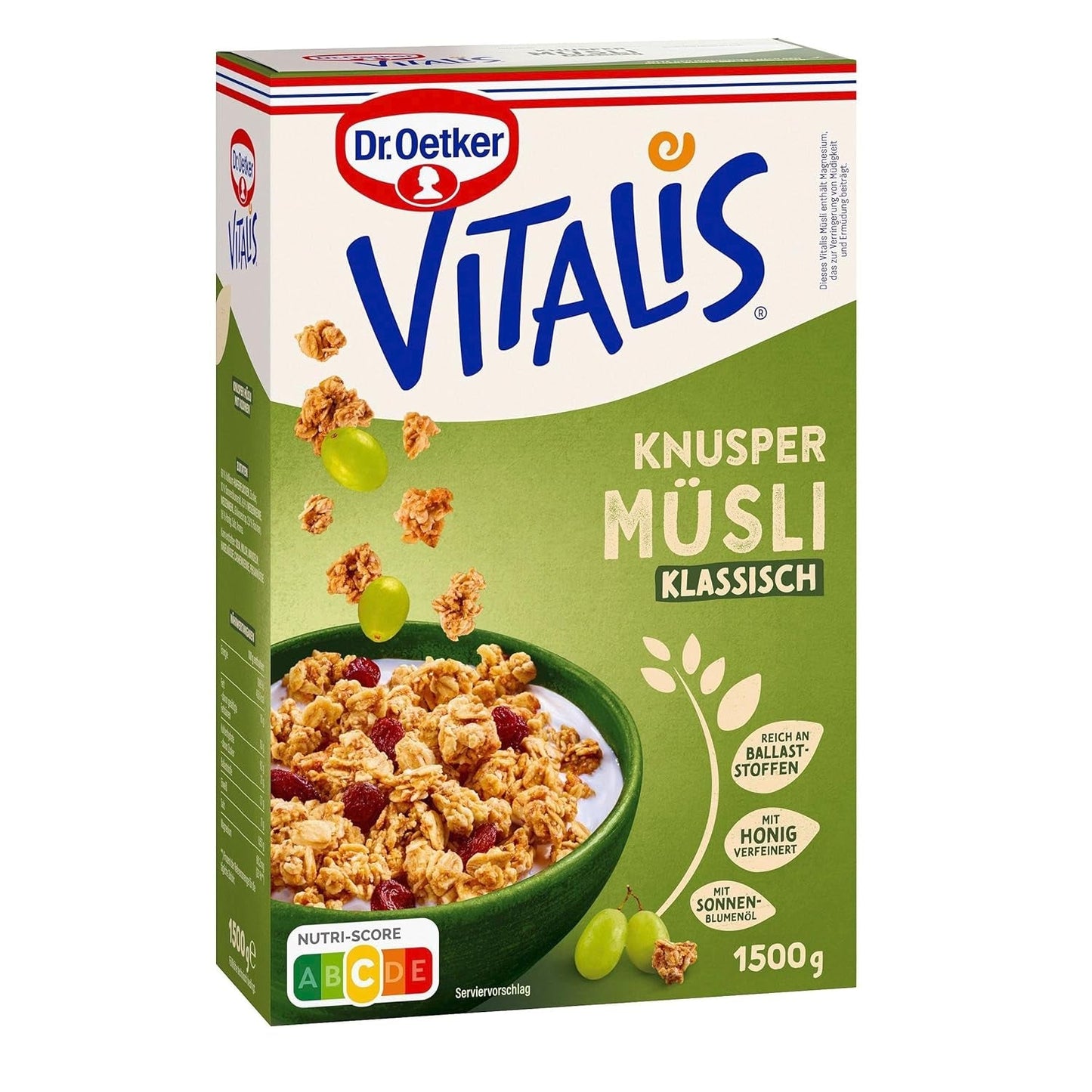 Dr. Oetker Vitalis Crunchy Honeys: Honey Crunchy Müsli för frukost och mellanmål, 5-pack (5 x 600 g)