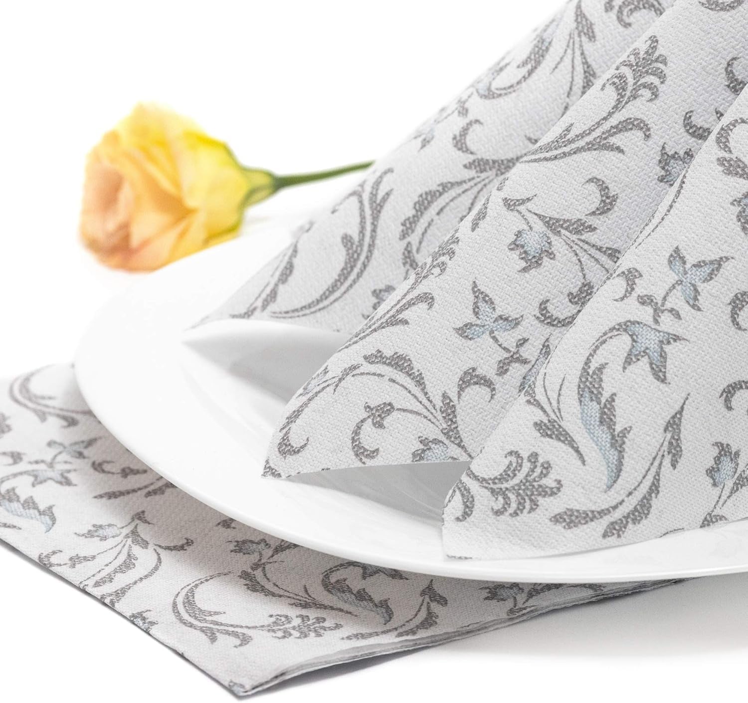 Papstar, 50 servetter "ROYAL Collection" 1/4-faldigt 40 Cm X 40 Cm grå "Damascato", #85005