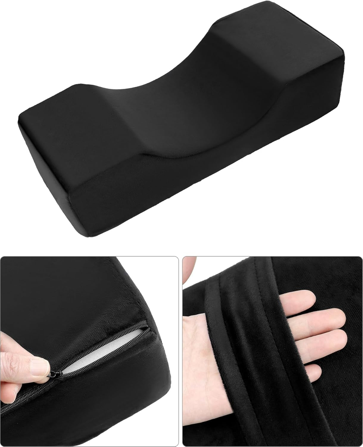 QWORK® Wimpernkissen, U-Förmiges Beauty Makeup Kissen, Ergonomisches Wimpernkissen Für Verlängerungen, Memory Foam Wimpernkissen Für Den Heimgebrauch Im Schönheitssalon (Schwarz) Cervikala ortopediska kuddar Naty Shop