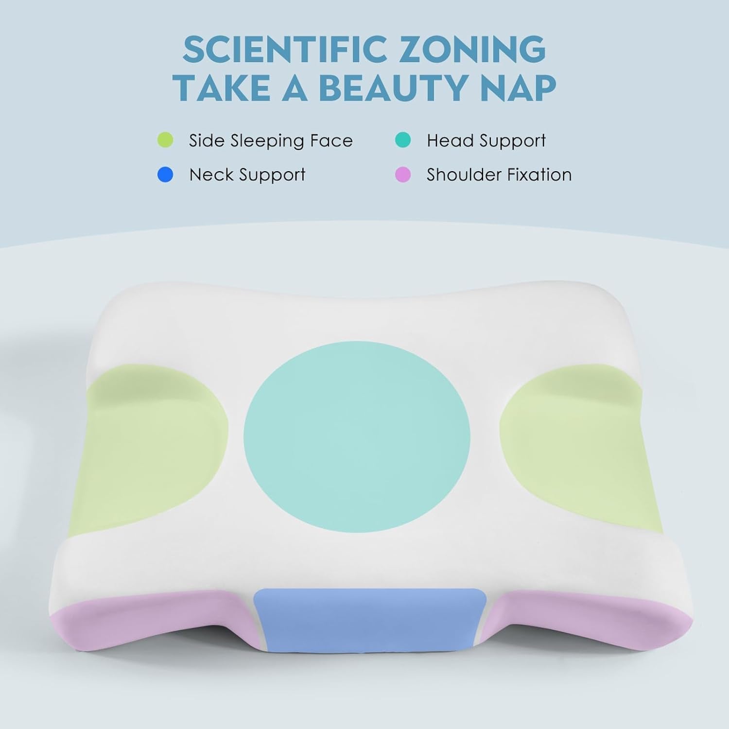 Royalisneeo skönhetskudde för rygg, mage och sidovärk Nacke- och axelvärkskudde Anti-rynkor Anti-aging Memory Foam Kudde Blå (Standard) Cervikala ortopediska kuddar Naty Shop