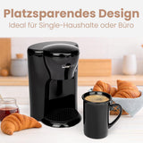 Clatronic® 1-kopps kaffebryggare | Perfekt espressomaskin för ensamstående | Espressomaskin med filter, inklusive keramisk kopp | Liten espressomaskin med filter, perfekt för resor | KA 3356