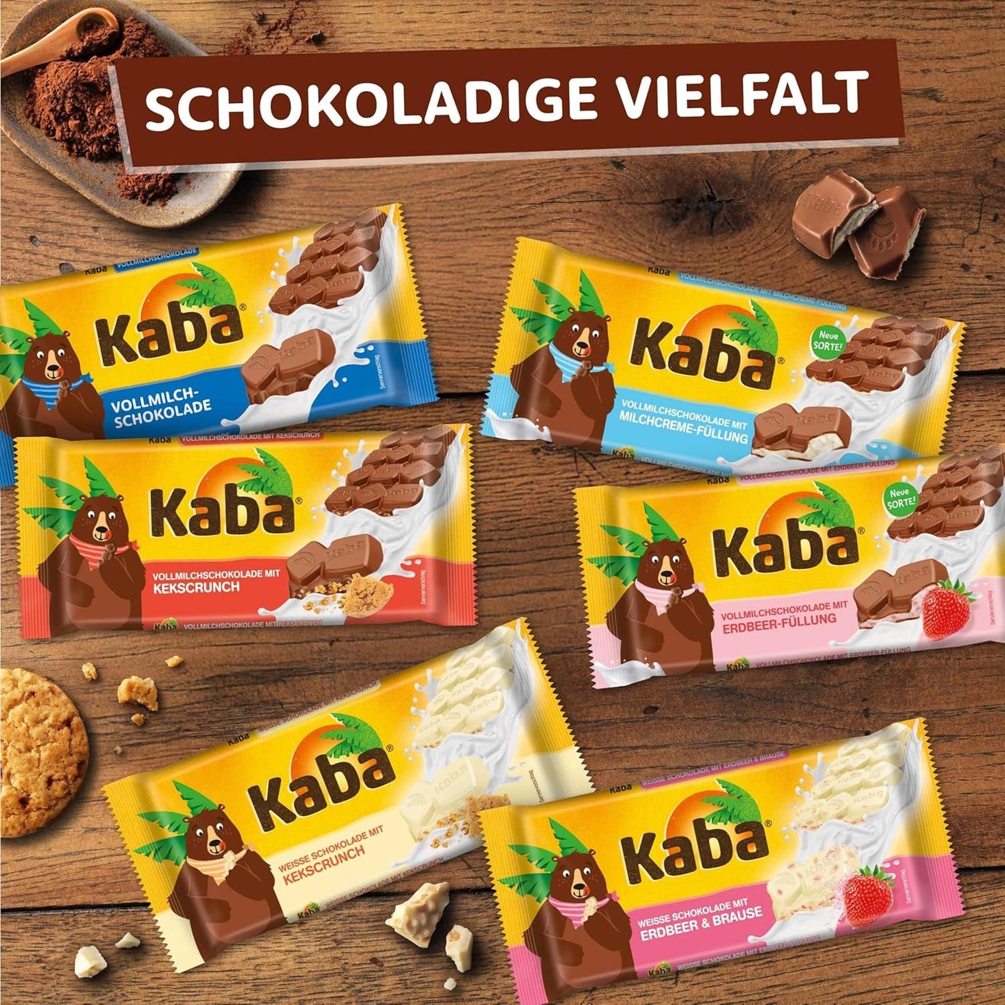 Kaba helmjölks- och mjölkgräddchoklad, fylld chokladkaka, 90g bar, smält-i-munnen choklad med lättmjölkgrädde och Kaba originalsmak