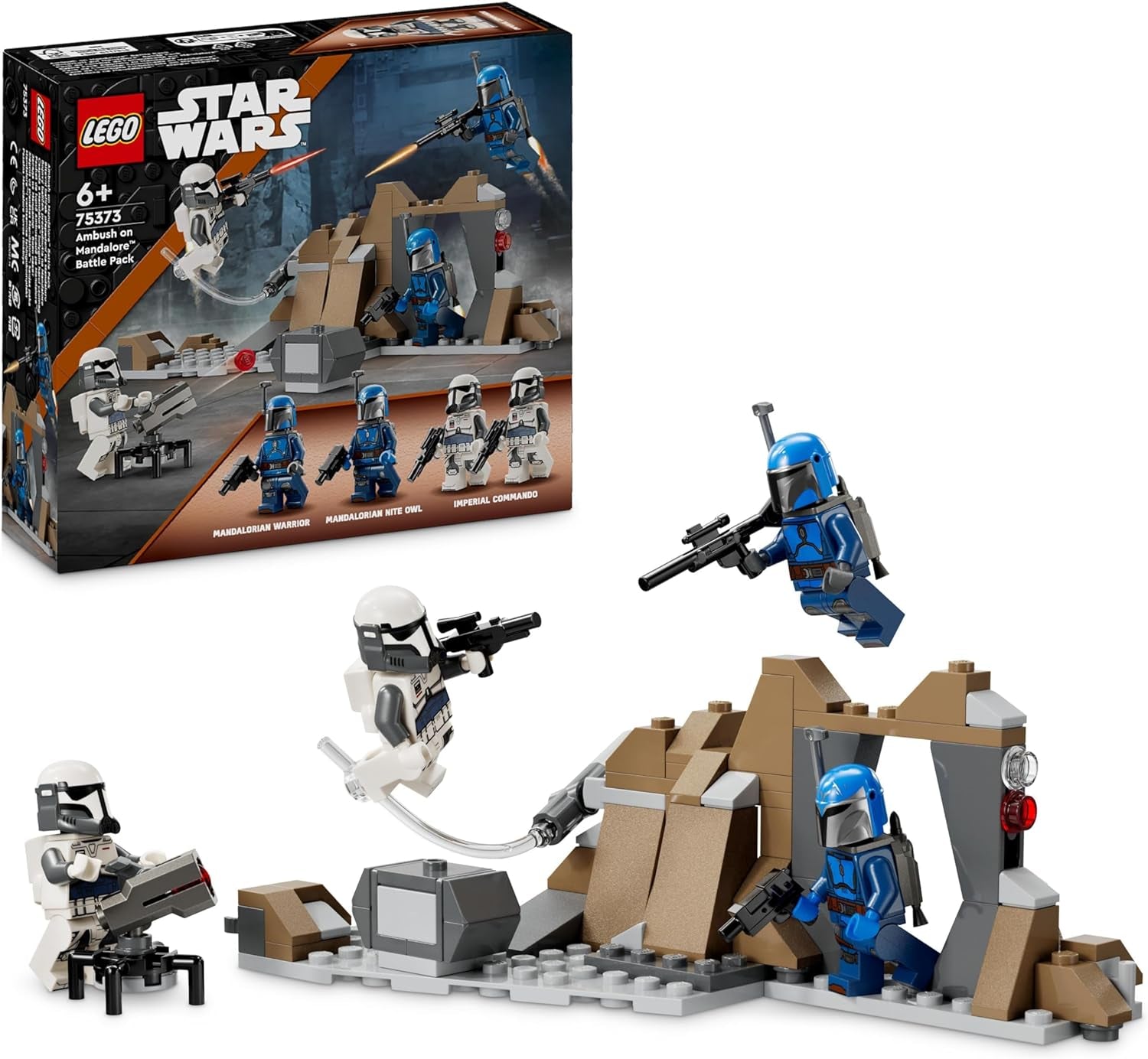 LEGO Star Wars: Mandalorian Ambush on Mandalore Battle Pack, äventyrsbyggande leksak för barn, Collectible Action Set, presentidé för pojkar och flickor 75373 Byggset Besuche den LEGO-Store Standardtitel