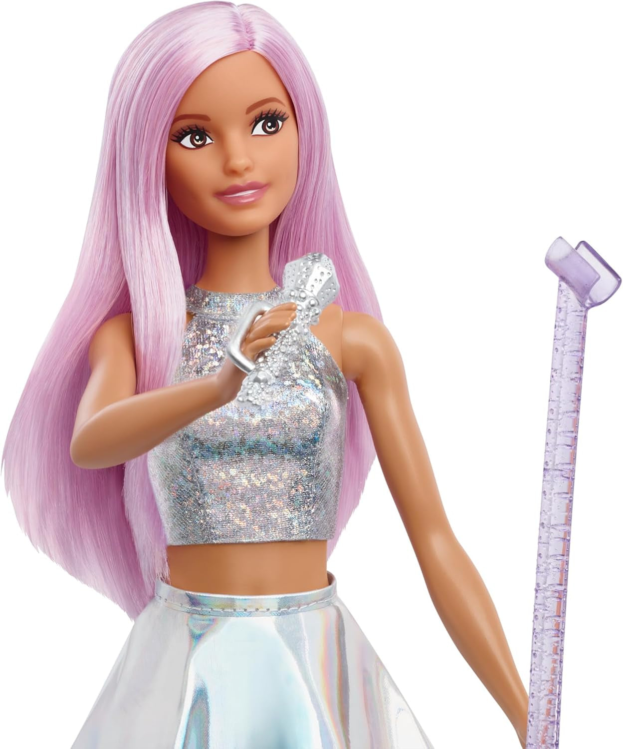 Barbie Pop Star Doll klädd i gnistrande kjol med mikrofon och rosa hår Present för 3-7 år gamla barn JCW42 Bländande dockor Naty Shop