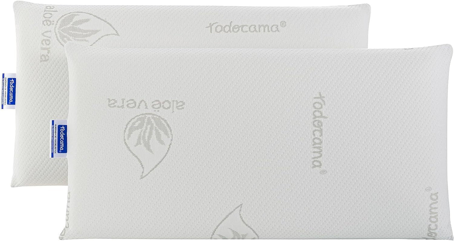 Todocama - Memory kudde, aloe vera, 2 delar, 70 cm, vit Naty Shop standard kuddar Förpackning med 2 enheter - 70 Cm