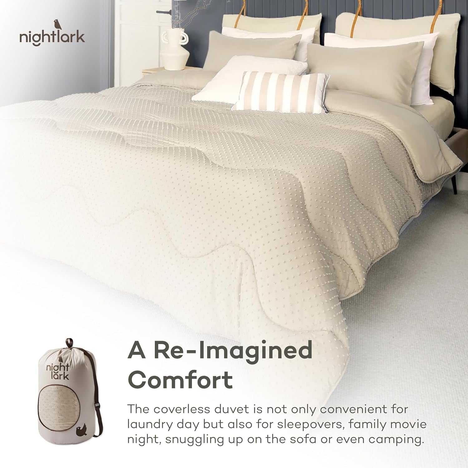 Night Lark Täcken utan överdrag, 4,5 Tog, King Size, Tufted Dot Collection, Lyxiga sängkläder, Allergivänligt, Maskintvättbar, varma sandtäcken & täcken Naty Shop