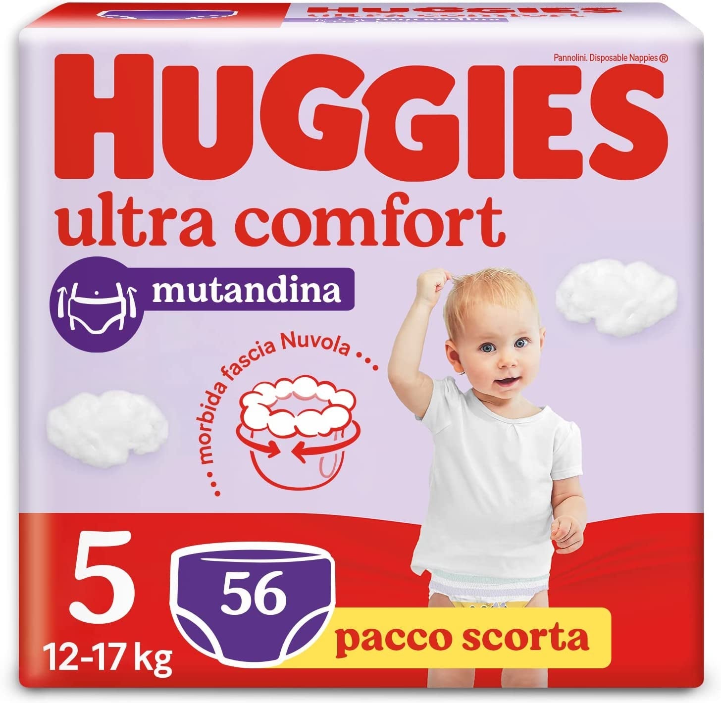 Huggies Ultra Comfort-blöjor, storlek 5 (12-17 kg), 56 st