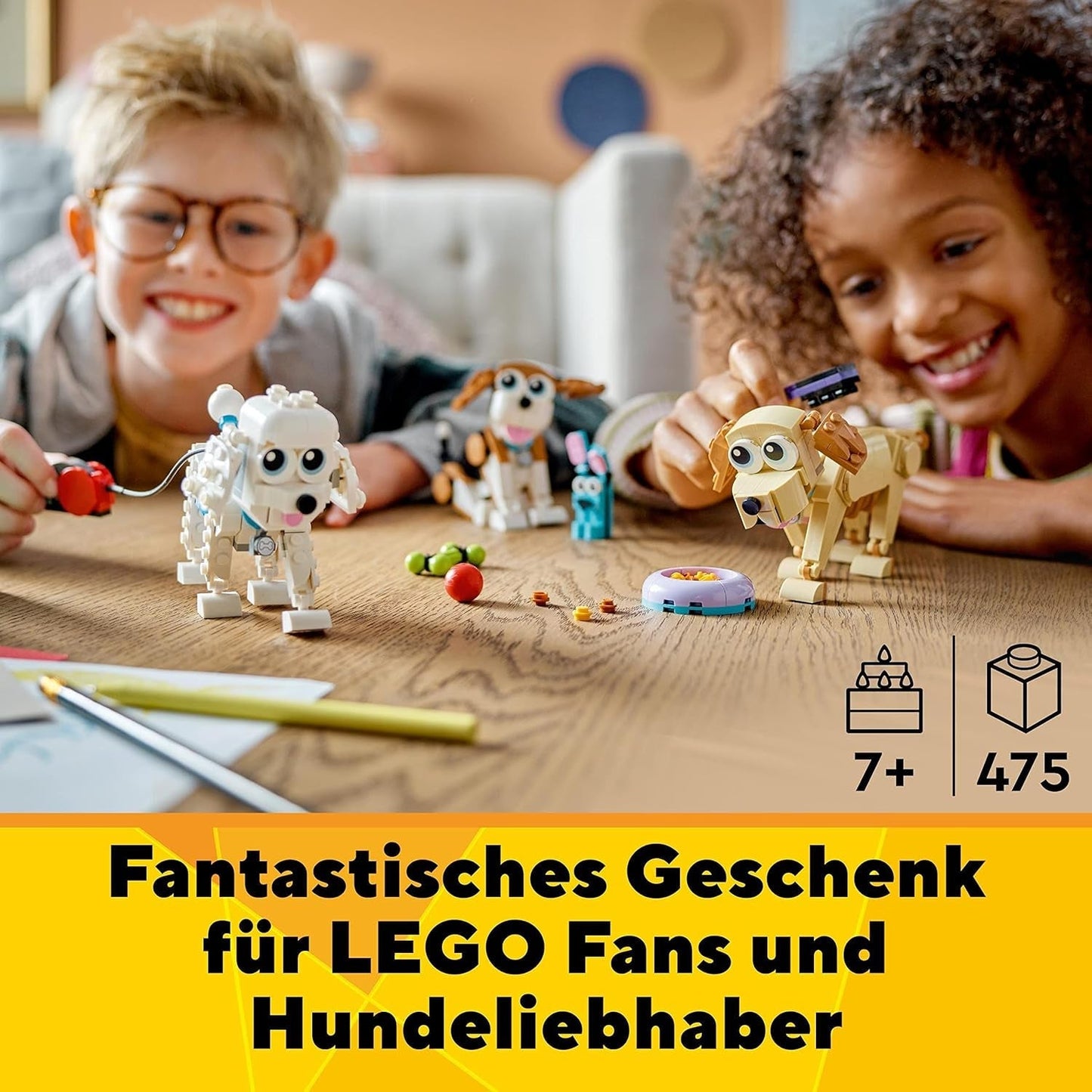 LEGO 31137 Creator 3-i-1 söt hundset med djurfigurer tax, mops, pudel och mer, leksak för barn 7+, present till hundälskare Byggset Besuche den LEGO-Store