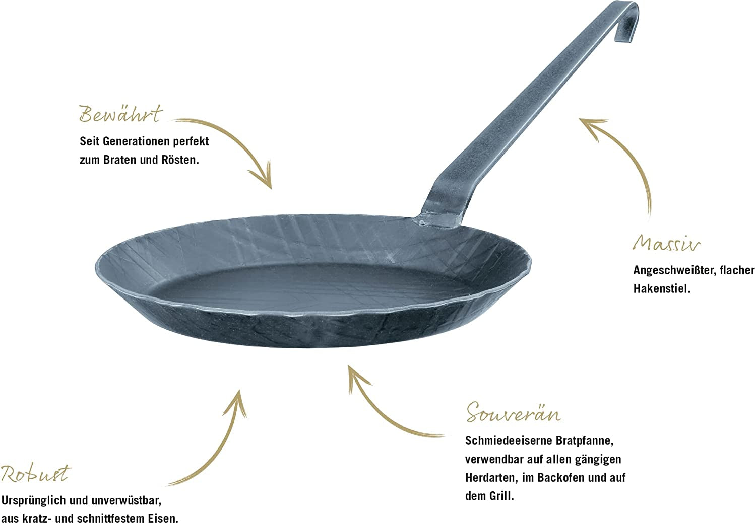 RÖSLE Serie 1888 Smidesjärnsstekpanna, hög kvalitet, hög kant för krispiga pommes frites och snabbstekt kött, lämplig för grillning och induktionsgrytor och stekpannor Naty Shop