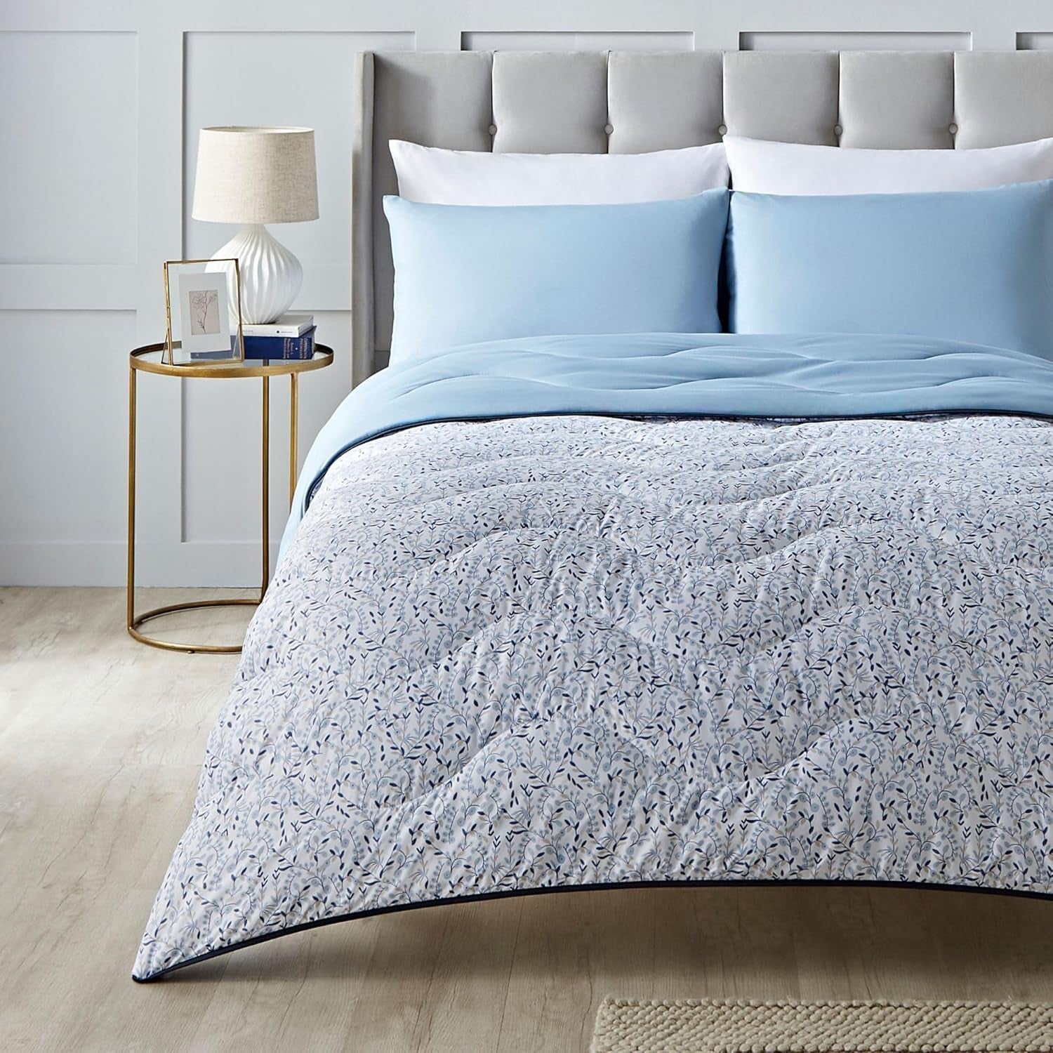 Night Lark Täckelöst täcke Super King 6 Tog Vår Sommar - Blue Garden Super Mjuk Täcke Lätt maskintvättbar Snabbtork Allt-i-ett kuddset Vändbar Naty Shop Täcken Blue Super King