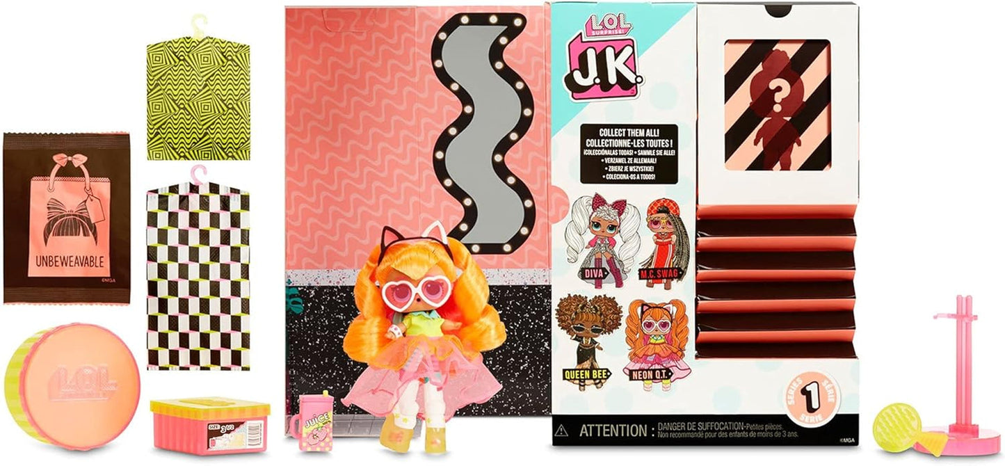 LOL Överraskning! 570776E7CAZ JK Mini Fashion Doll - 15 överraskningar, kläder och accessoarer - Samlarföremål - Neon QT