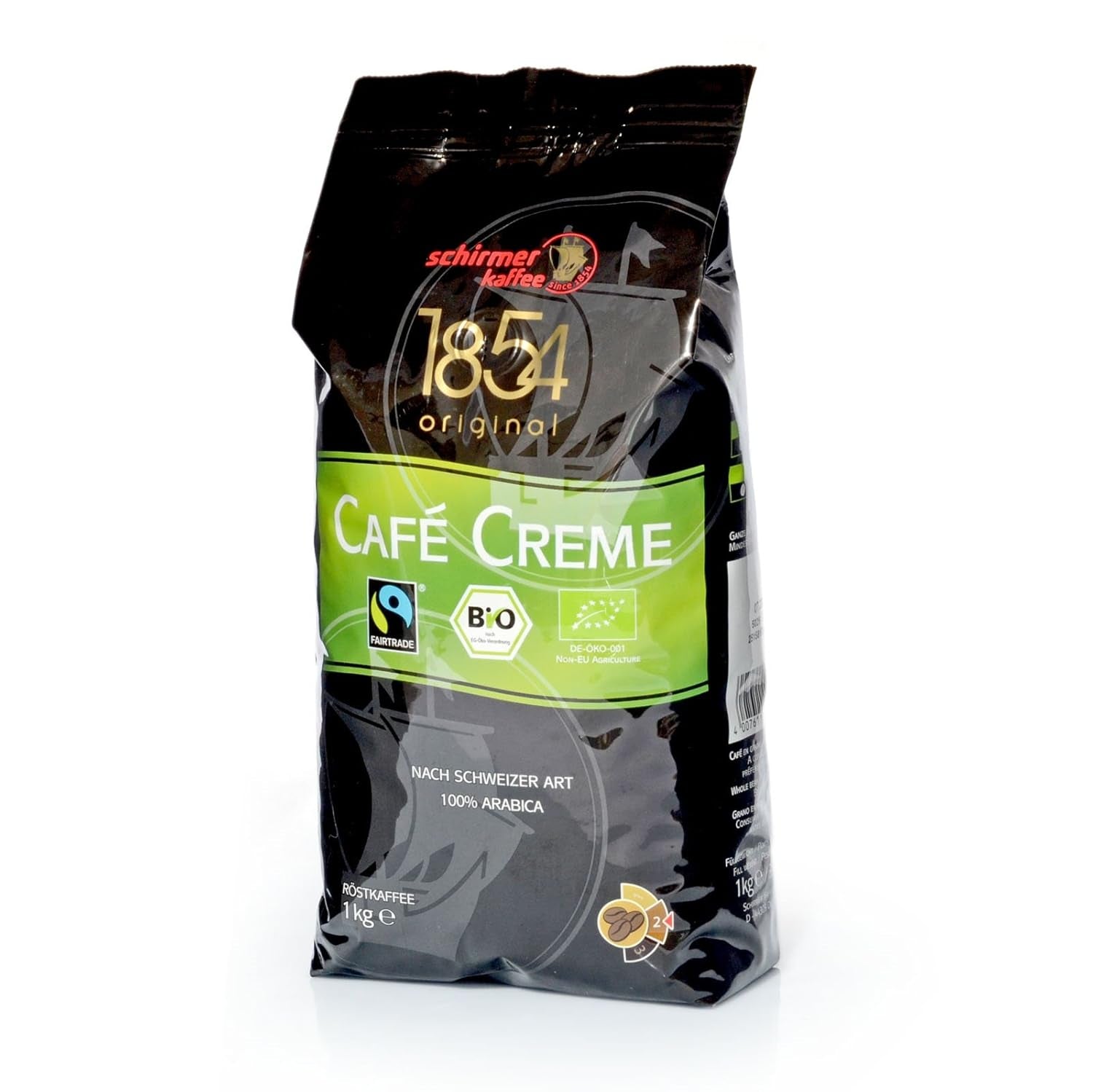 Fairtrade Cafe Creme kaffe, hela bönor, kaffebönor, förpackning om 8, 8 x 1000g