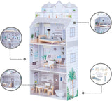 Teamson Kids Olivia's Little World Giant Dollhouse med möbler och tillbehör, dockhus i trä, 3-vånings lekset för 30 cm dockor, åldrar 3+