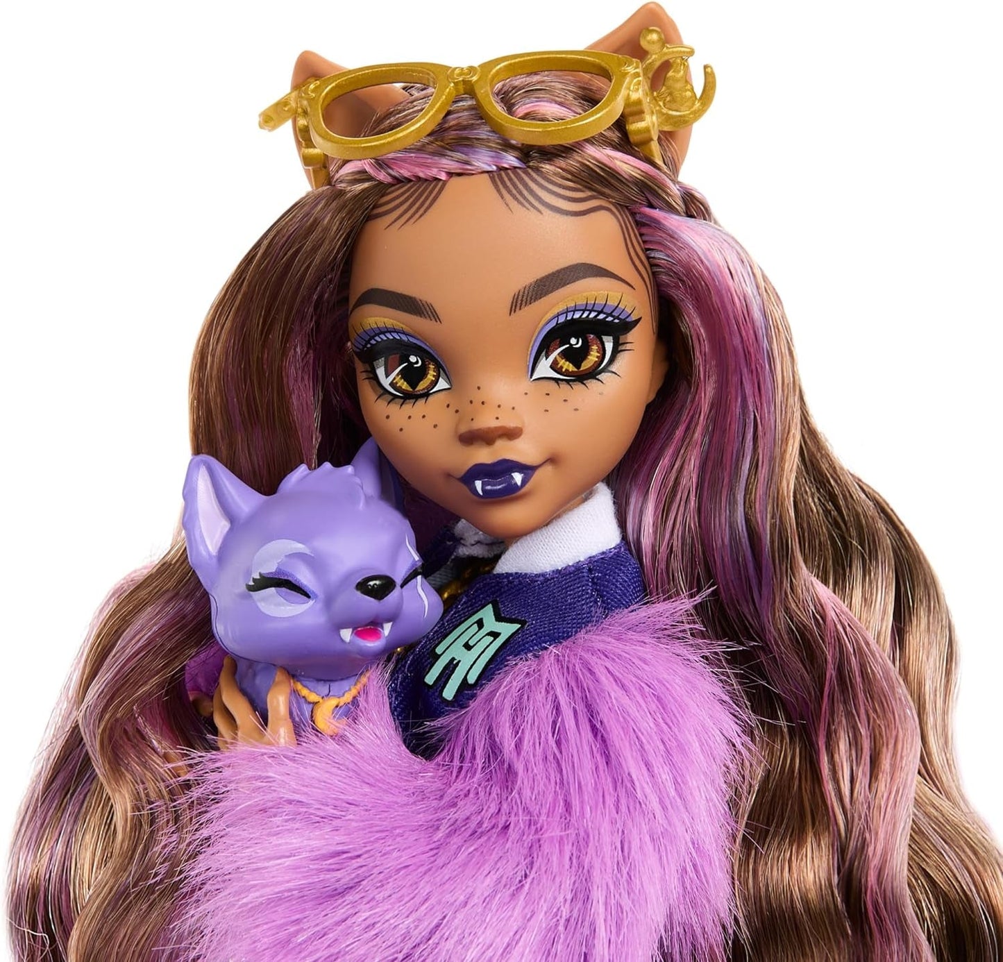 Monster High Clawdeen Wolf Doll med Puppy Crescent och tillbehör som skolväska, kalender, snacks och mer, HRP65