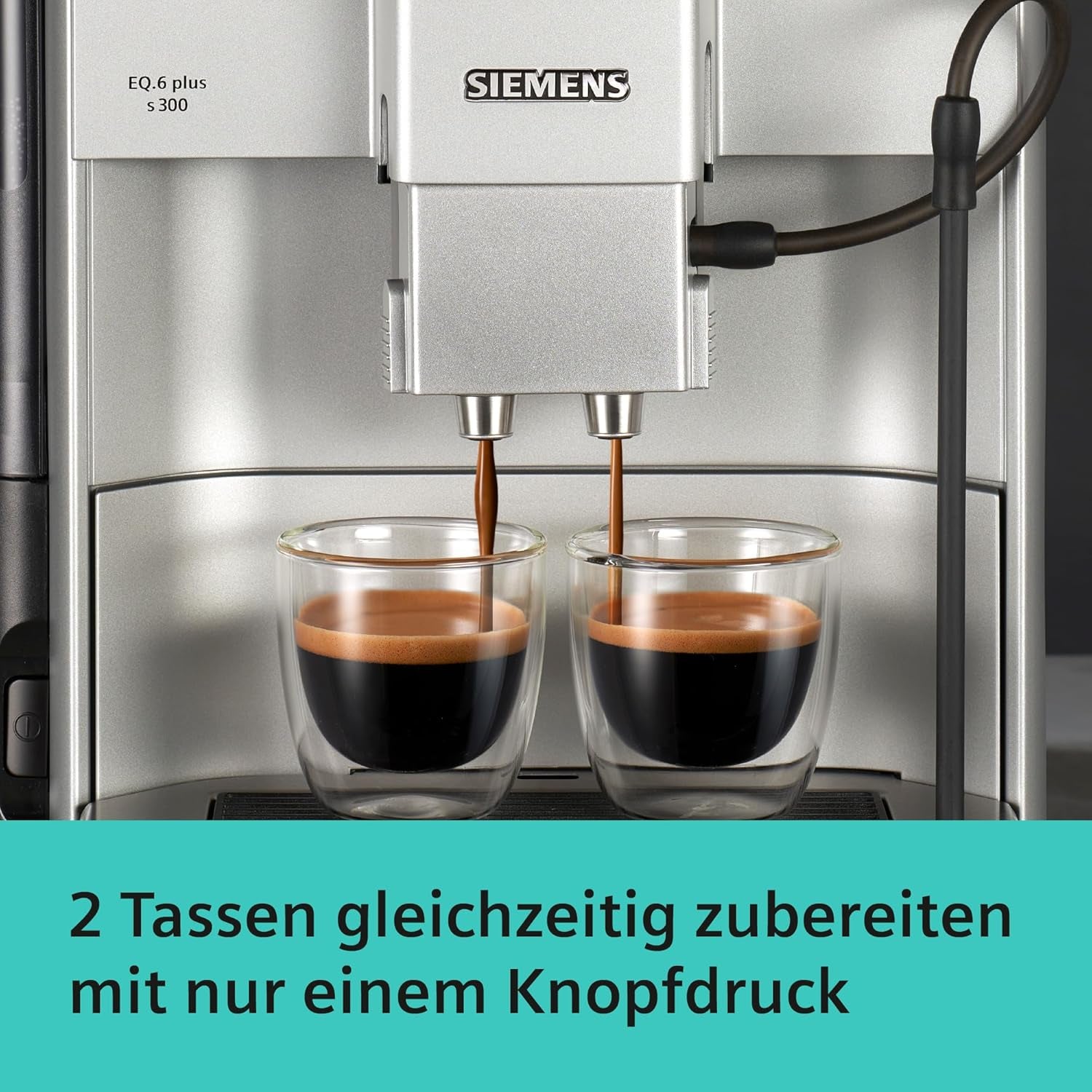 Siemens EQ.6 plus s300 automatisk espressomaskin TE653501DE, för många kaffespecialiteter, mjölkskummare, keramisk kvarn, dubbel kaffefunktion, anti-kalk, automatisk ångrengöring, 1500 W, silver
