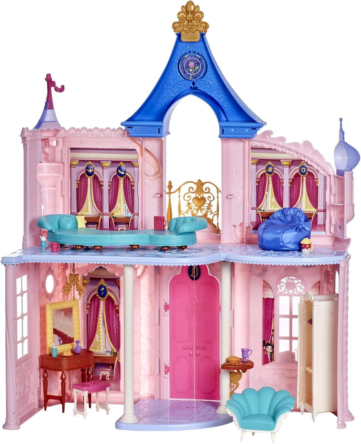 Disney Princess Castle Comfy Squad Dockhus med 6 möbler och 16 tillbehör Leksak för 5 år gamla flickor dockskåp Naty Shop Standardtitel