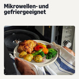 Amazon Basics glaserat stengods servisset, 18 delar, 6 kompletta set, diskmaskinssäkert, elfenben