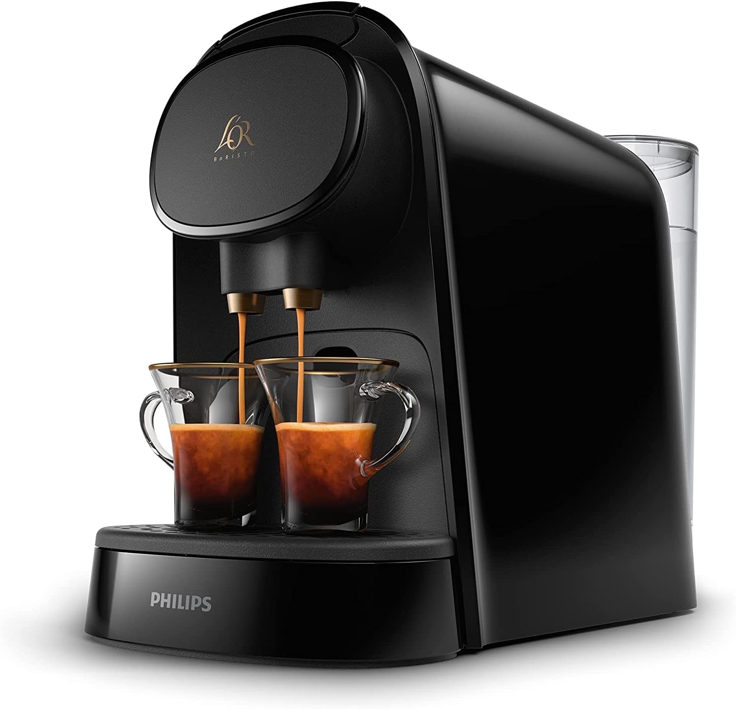 PHILIPS LM8012/60 Kapselespressomaskin - två doser, dubbel nöje, 1 eller 2 koppar, Ristretto, Espresso, Lungo eller Grand Café Long, Dubbel kapsel, äkta espressokvalitet, Piano Black
