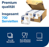 Tork Linstyle Vita Bordsservetter, 1/4 vik, 19,5 × 19,5 cm, 14 N50 Servetter, 509410