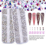 3200 Nail Stones Set FITDON Multi-Shaped Glass AB Stones and Clear Diamond Glitter AB Stones for Nail Art Dekoration DIY Kits Smycken Nyckelringar Nageltillbehör