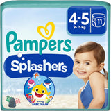 Pampers Splashers Baby Shark Limited Edition engångsbadblöjor 4-5, 11, 9 kg-15 kg, för säkert skydd i vattnet