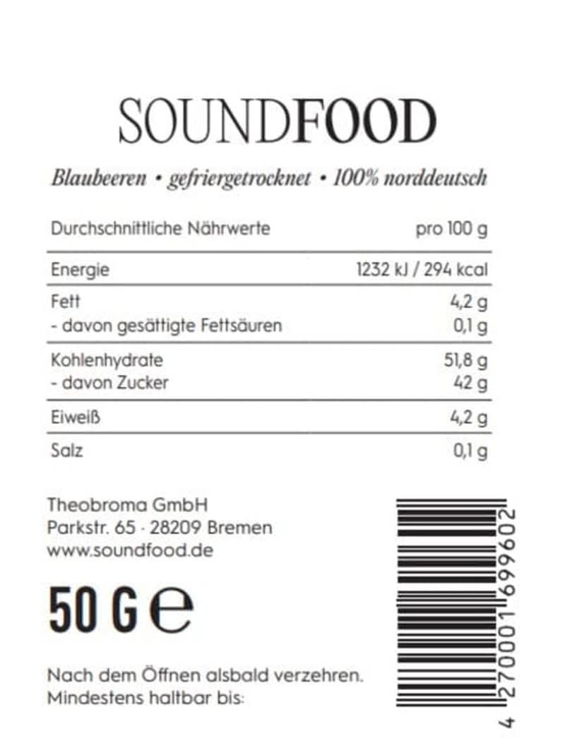 Frystorkade blåbär, hela från Tyskland Skörd 2023, 50 gram Torkade produkter Naty Shop