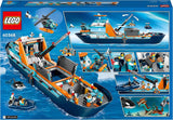 LEGO City Arctic Research Ship, stor flytande leksaksbåt med helikopter, uppblåsbar båt, Rov-ubåt, vikingavrak, 7 minifigurer och späckhuggarfigur, present till barn från 7 år och uppåt 60368 Byggset Besuche den LEGO-Store